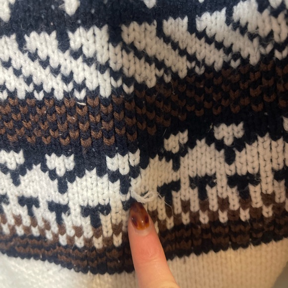 Forever 21 Men’s Cream and Black Shawl Collar Cardigan Canincore Après-Ski M - Picture 12 of 13